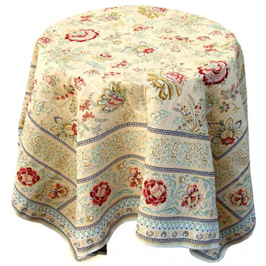 French Jacquard tablecloth / multi-cover (GARANCE.vanilla-green) - Click Image to Close